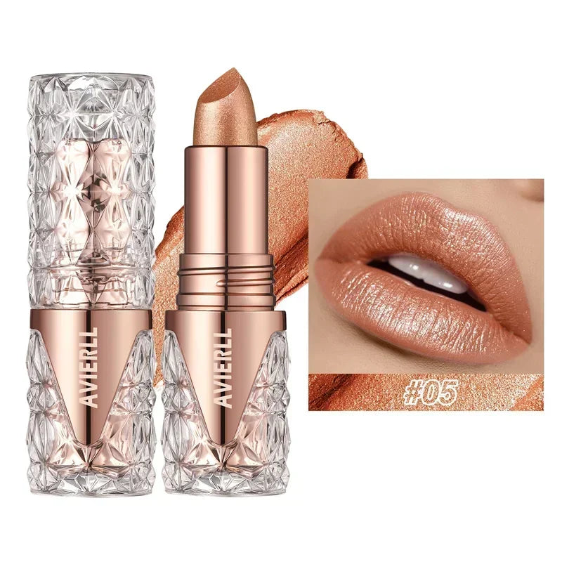 10 Colors 3 in 1 Pearlescent Lipstick Long Lasting Moisturizing Sparkling Quicksand Gold Lip Gloss Pearl Shimmer Sexy Lip Makeup