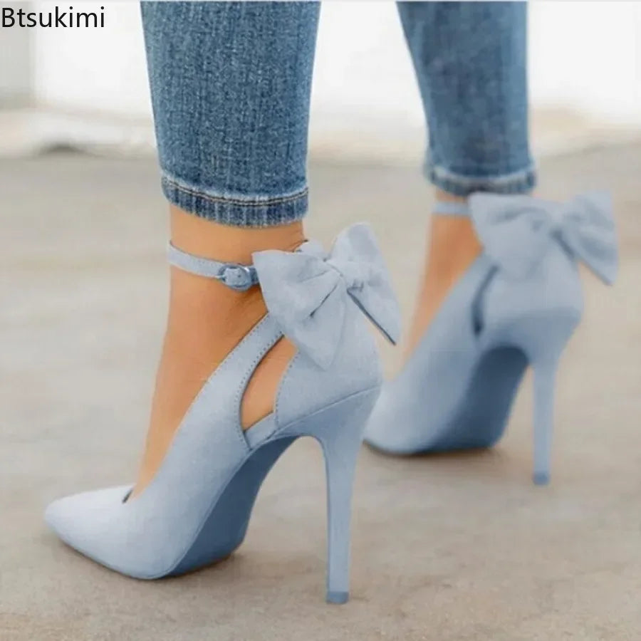 New2026 Women's Sexy High Heels Pumps Pointed Toe Buckle Strap Shoes Sweet Butterfly Party Pumps Wedding Ladies Shoes Large Size