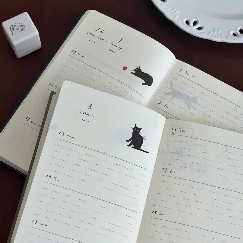 2026 Japanese Weekly Planner with Kitten & Puppy Design, Cute B6 Notebook for Journaling, Aesthetic Diary for School Office Gift