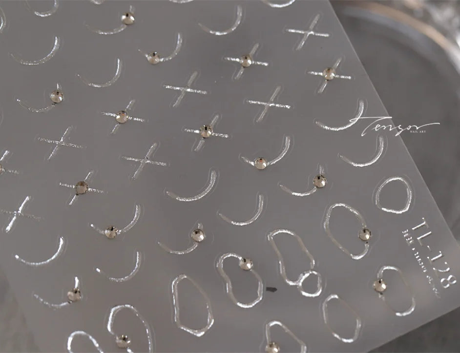1pcs Gold Silver Metal Nail Stickers Irregular Bows Heart-shaped Back Glue Nails Accessories Stickers DIY Manicure Decorations