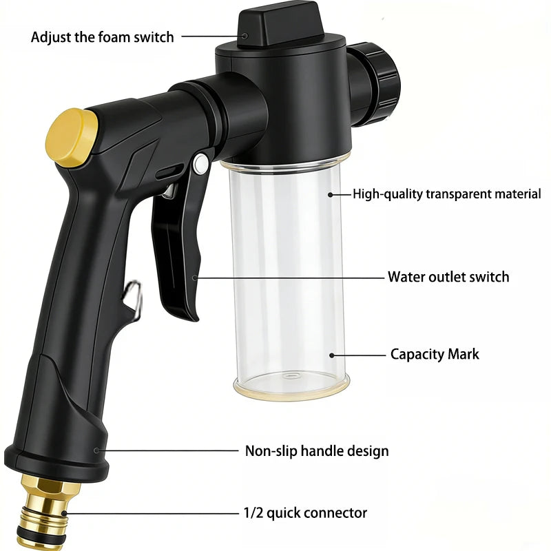 1PC Portable High-Pressure Water Gun Adjustable Cleaning Car Washer Garden Sprinkler Hose Nozzle Foam Water Gun