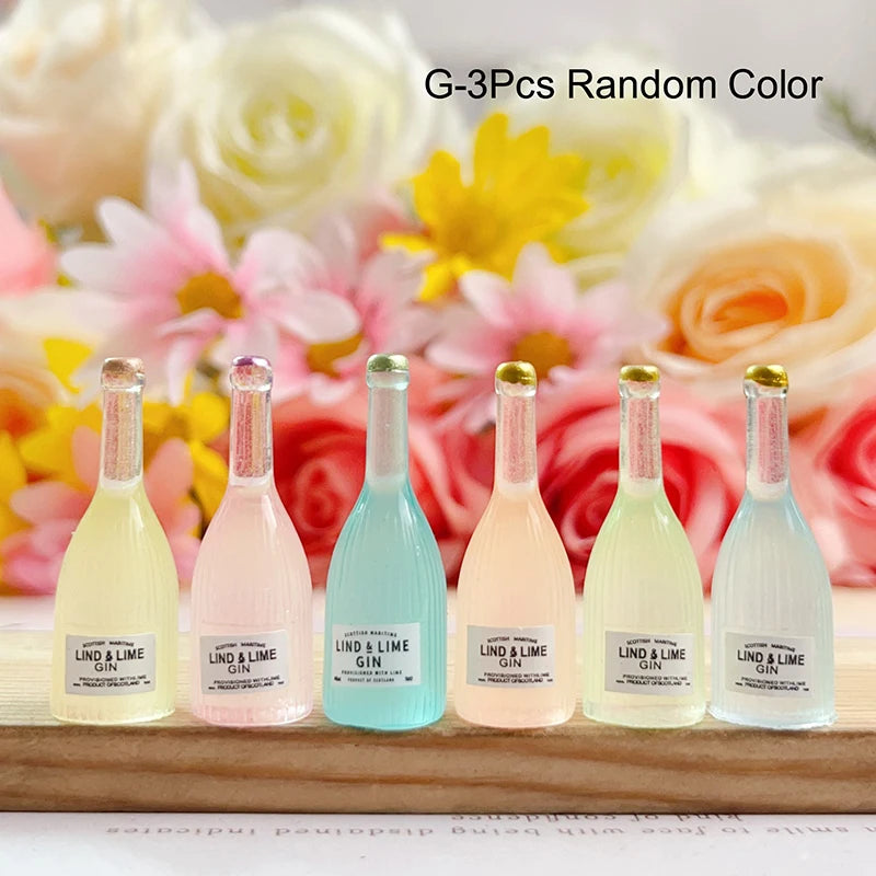 1 Set 1/12 Miniature Wine Bottles Dollhouse Kitchen Accessories - Mini Dolls House Living Room Accessories Beer Drink Bottles