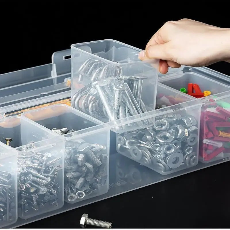 Hardware Tool Storage Box, Multi-Compartment Transparent Tool Organizer, Screw And Accessory Sorting Box, Household Screw, Wrenc