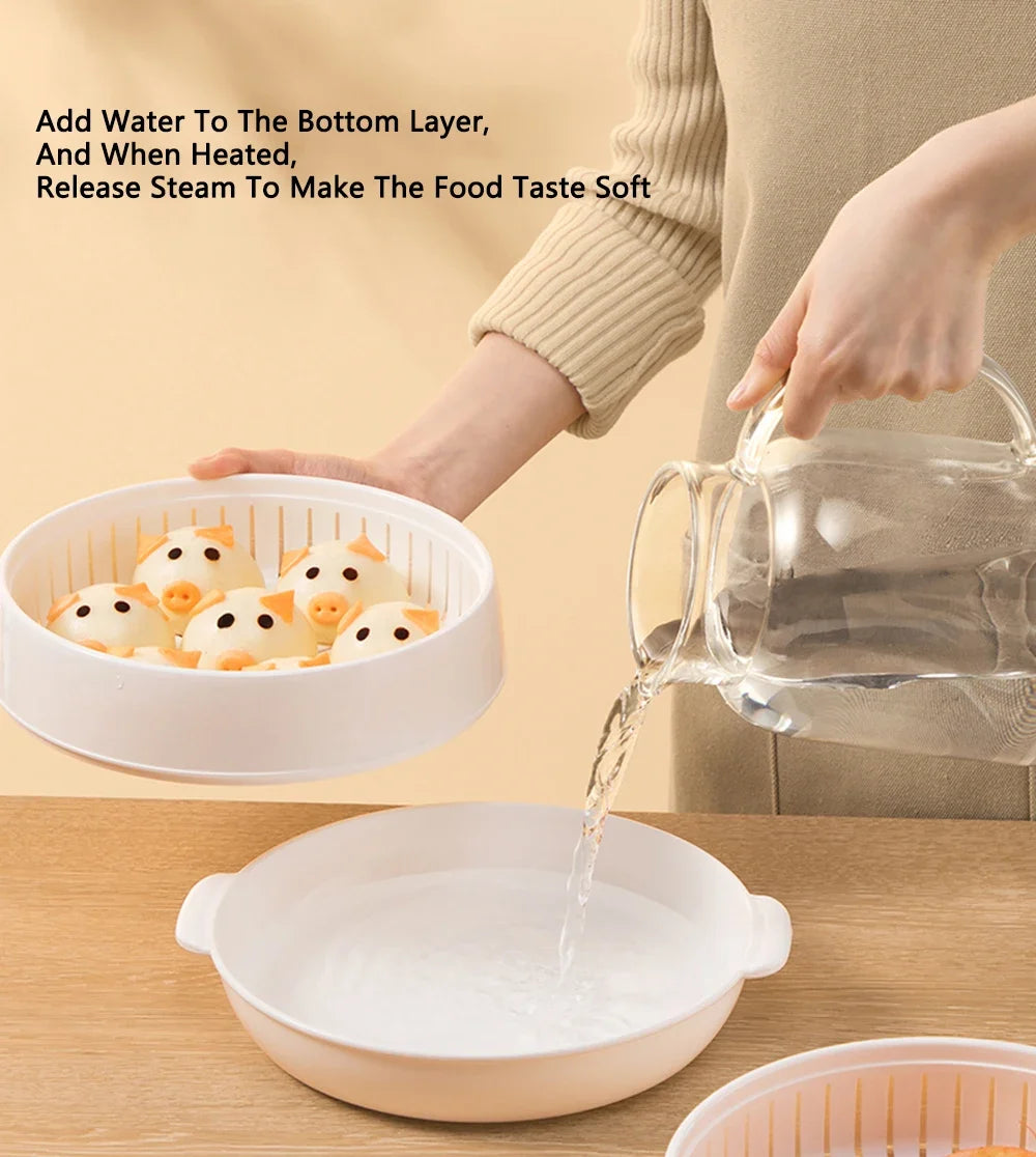 COOKER KING Microwave Heating Steamer Large Capacity Household Kitchen Steamer Box with Steam Vent