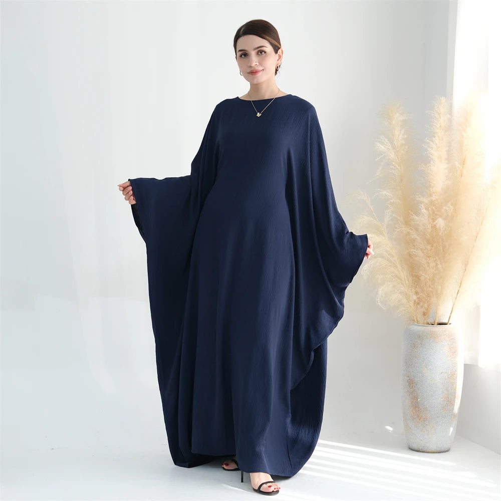 Ramadan Eid Soft Crepe Khimar Batwing Abaya Dubai Islam Muslim Modest African Dresses For Women Kaftan Kebaya Robe Femme Musulma