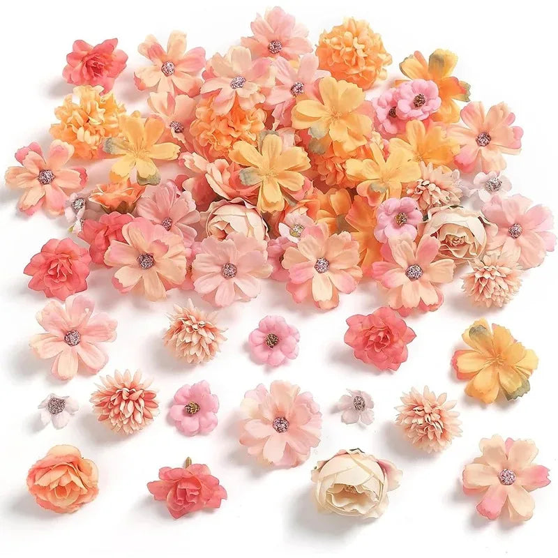 1Bag Artificial Flower Head For Home Room Wedding Decoration Handmade Craft Wreath Christmas Tree Decor 2025 Navidad Supplies