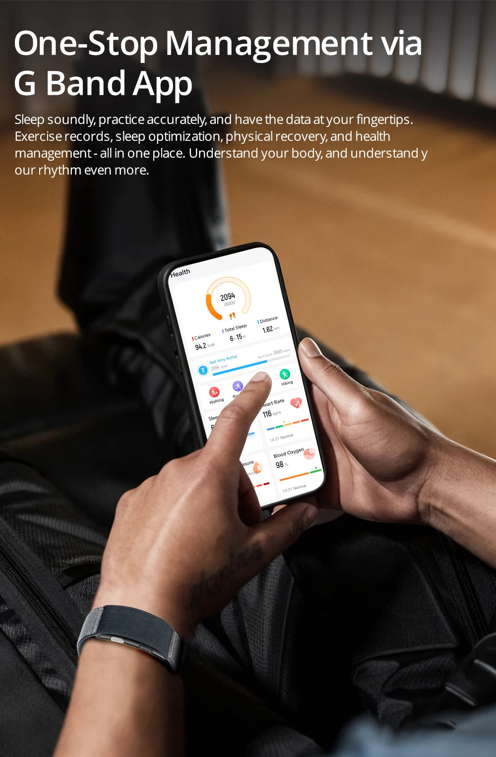 VALDUS Long Batterylife VITRO Smart Screenless ECG Health Care Heart Rate HRV Activity Fitness Tracker Band Smart Bracelet