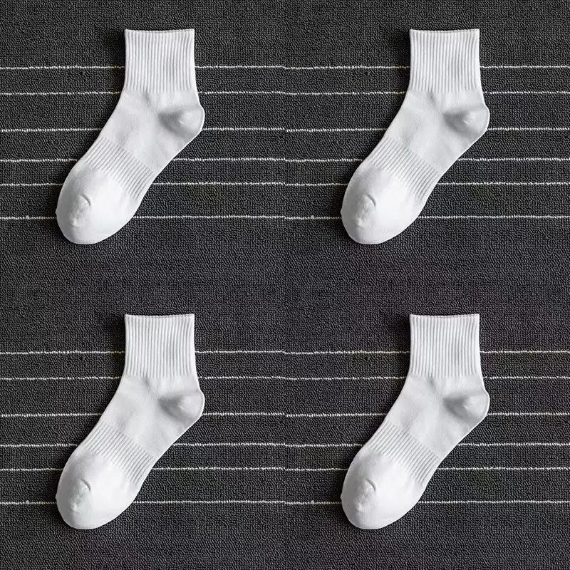 10/20/30 Pairs Neutral Solid Color Mid Calf Round Neck Socks Spring Autumn Sweat Absorbing Breathable All Season Sports Socks