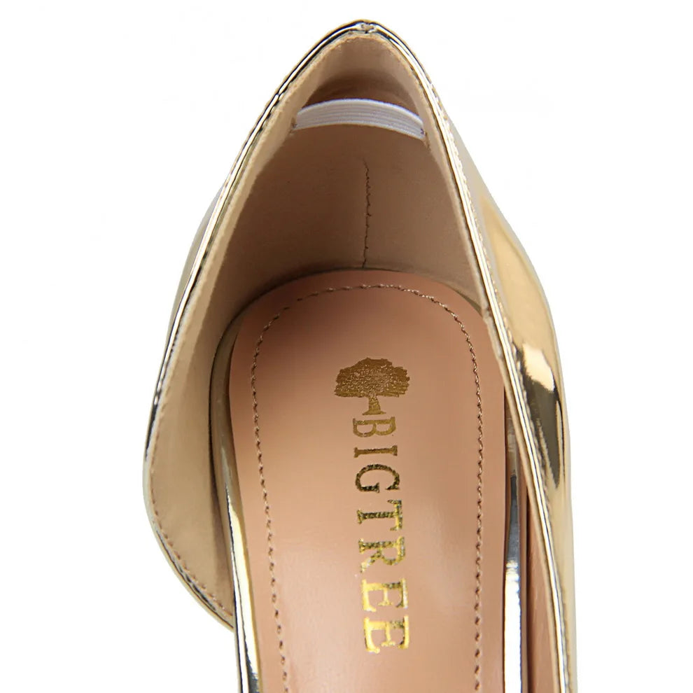Women 10.5cm High Heels Pumps Lady Stripper Stiletto Metallic Leather Scarpins Wedding Heels Catwalk Party Silver Gold Shoes