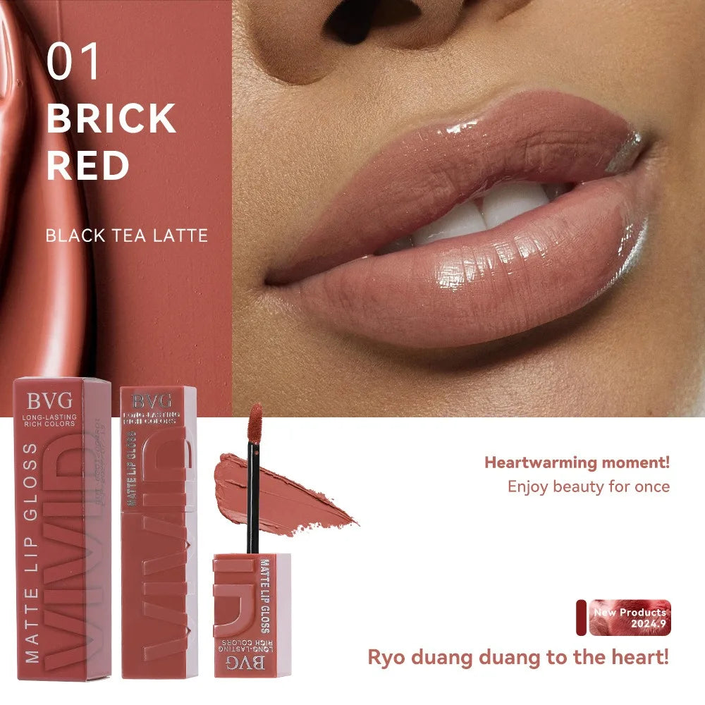 High-End Multi-Color Matte Lip Gloss Long-Lasting Non-Greasy Liquid Lipstick Rich Warm Colors Fading Liquid Makeup