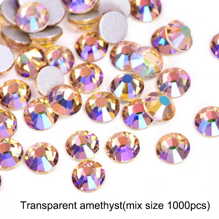 1440Pcs/Pack Flatback 3D Glass Swarovsky DIY Nails Rhinestones Art Decoration Shiny Crystal Stones Gems Manicure