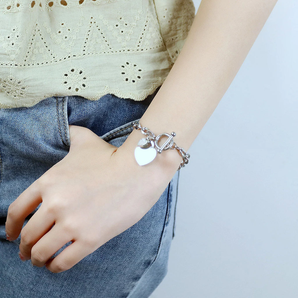 Fashionable Niche Design Love Jewelry Versatile Bracelet Versatile Temperament Peach Heart Ot Buckle New Style Bracelet