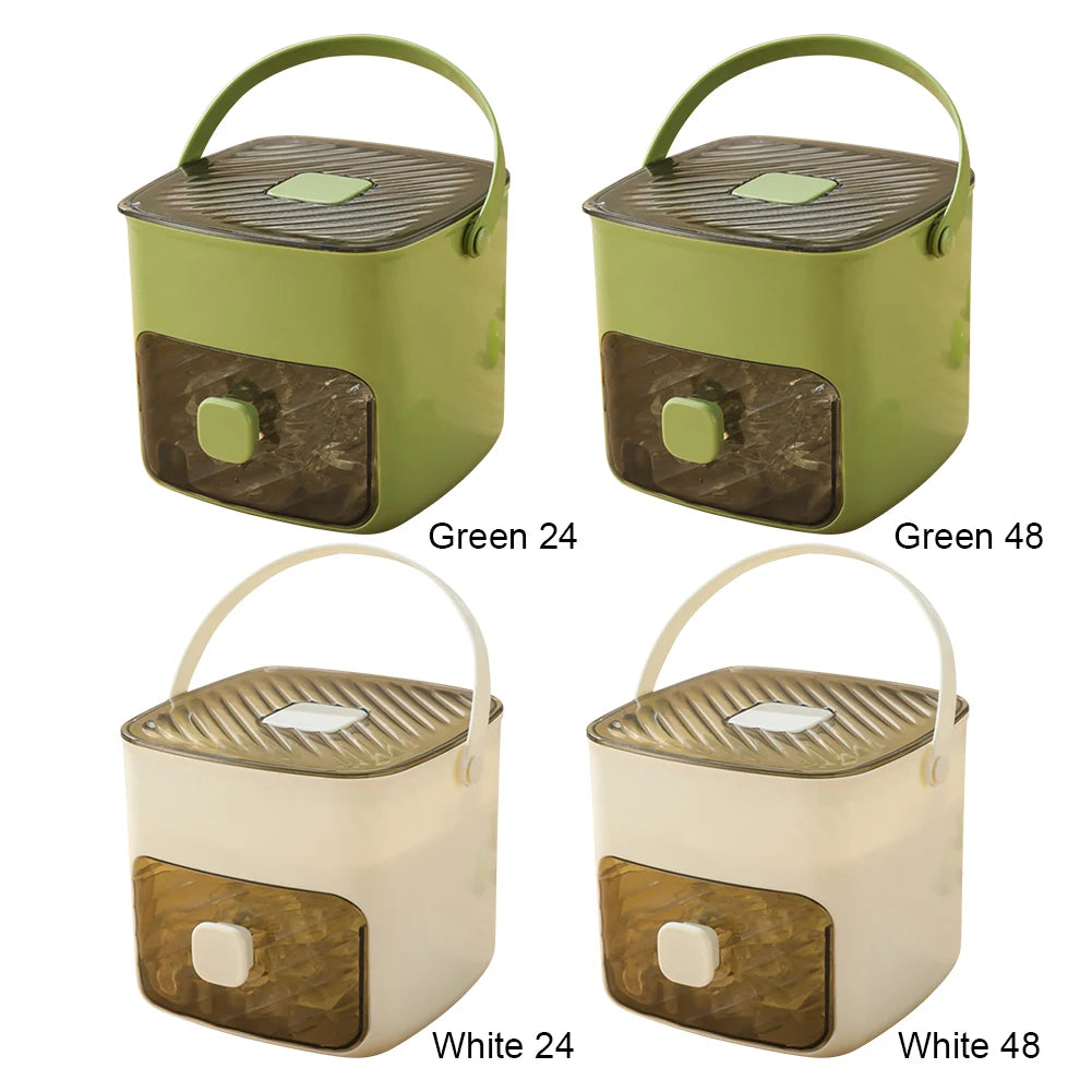 Portable Ice Maker with Handle & Storage Drawer Countertop Ice Cube Maker Compact Ice Maker Machine for Household & Outdoor Use