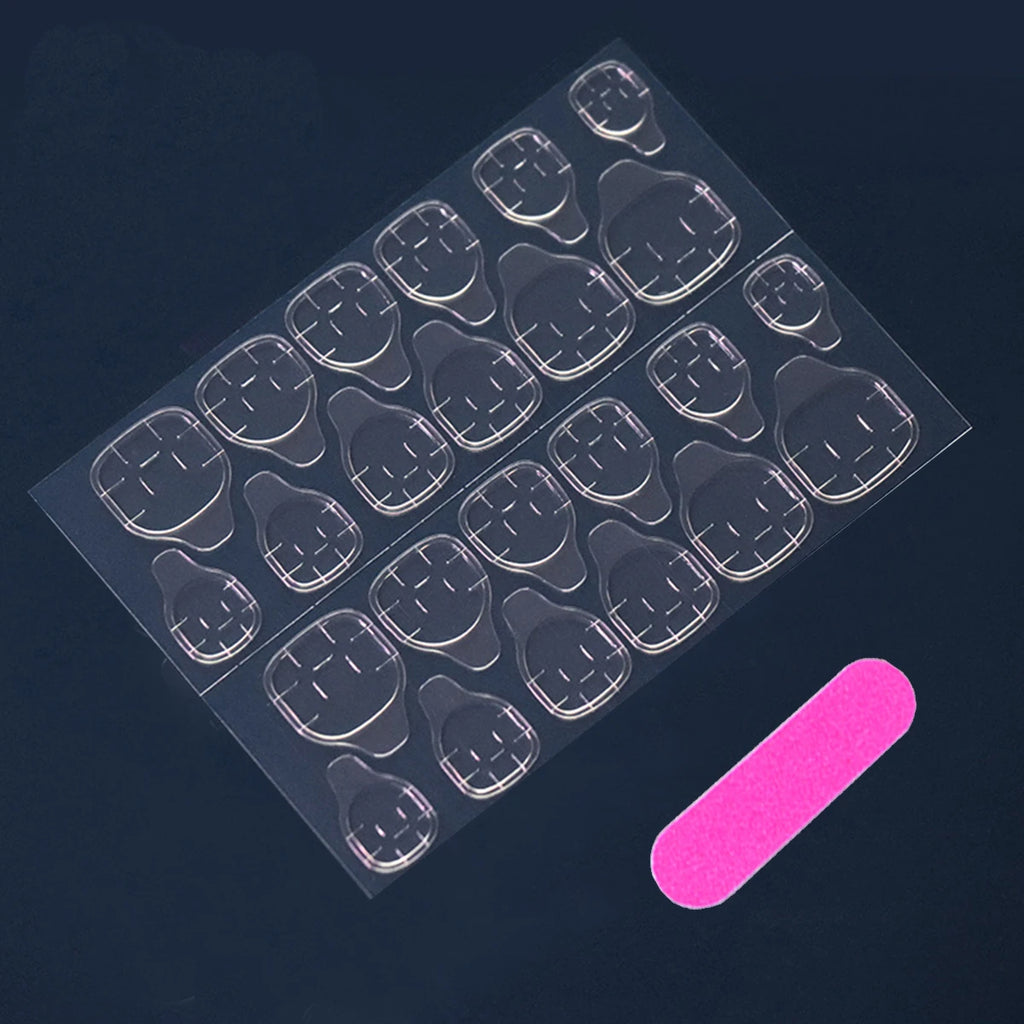 24 almond-drop-shaped false nails, 1 jelly glue sticker + 1 nail file