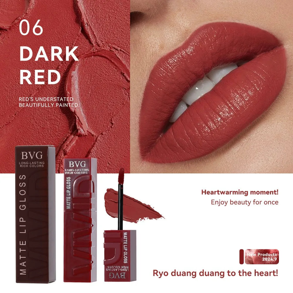 High-End Multi-Color Matte Lip Gloss Long-Lasting Non-Greasy Liquid Lipstick Rich Warm Colors Fading Liquid Makeup