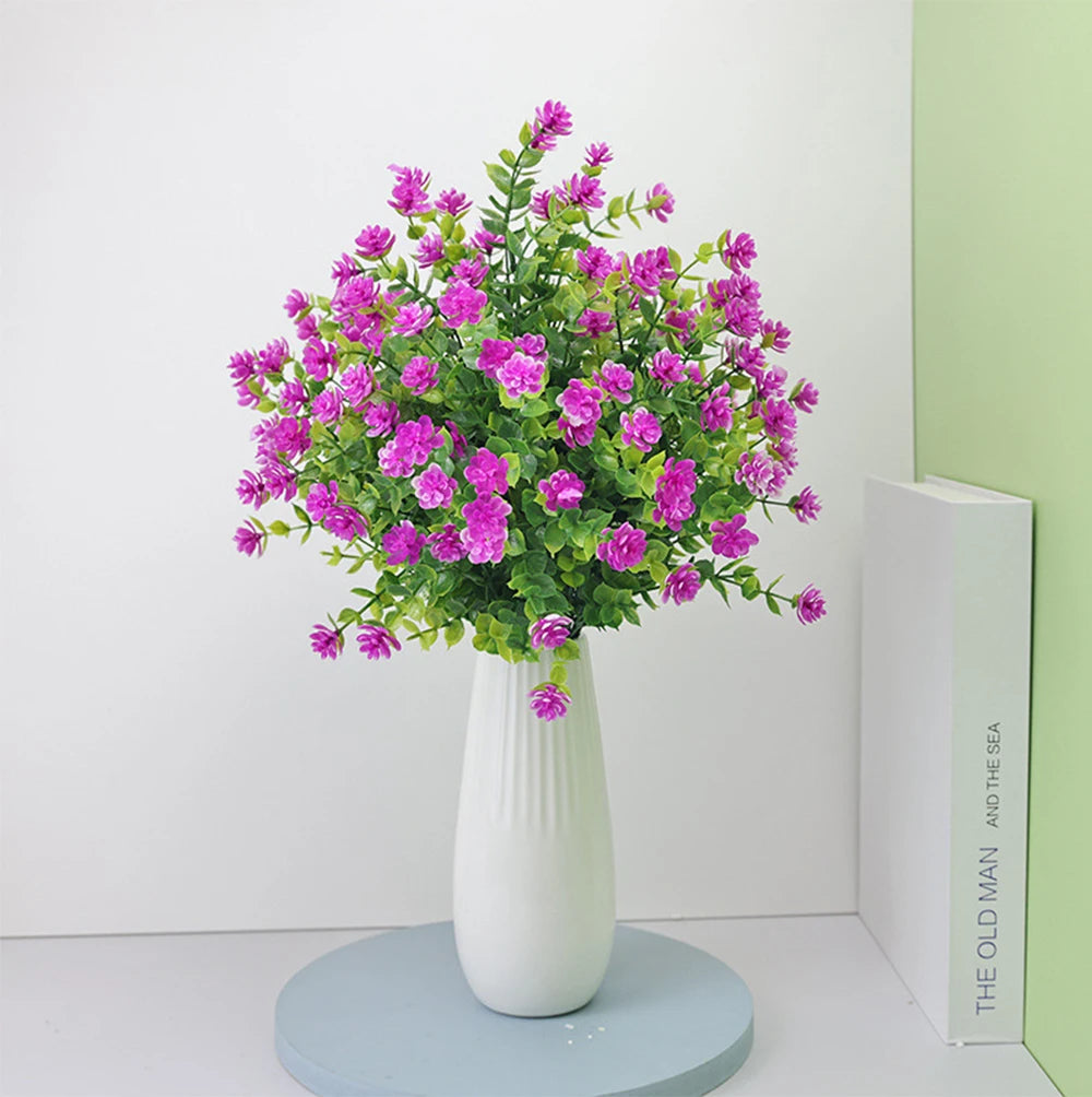 1 Bundle Artificial Flowers Outdoor UV Resistant Shrubs Plants Fake Flower Greenery for Office Kitchen Wedding Garden Decor