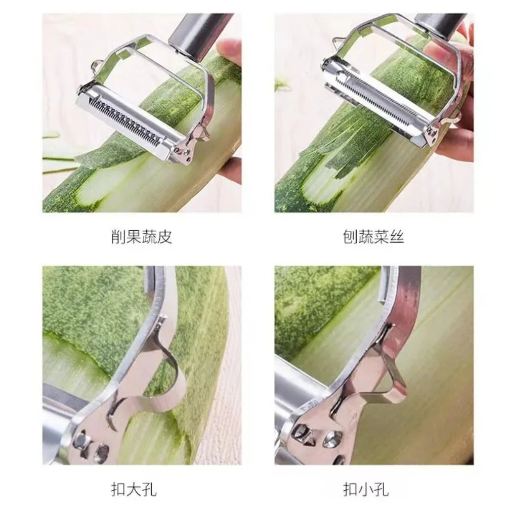 Kitchen Vegetable Peeler Stainless Steel Melon Planer Double-Head Peeler Household Multiple-Function Fruit And Vegetable Peeler