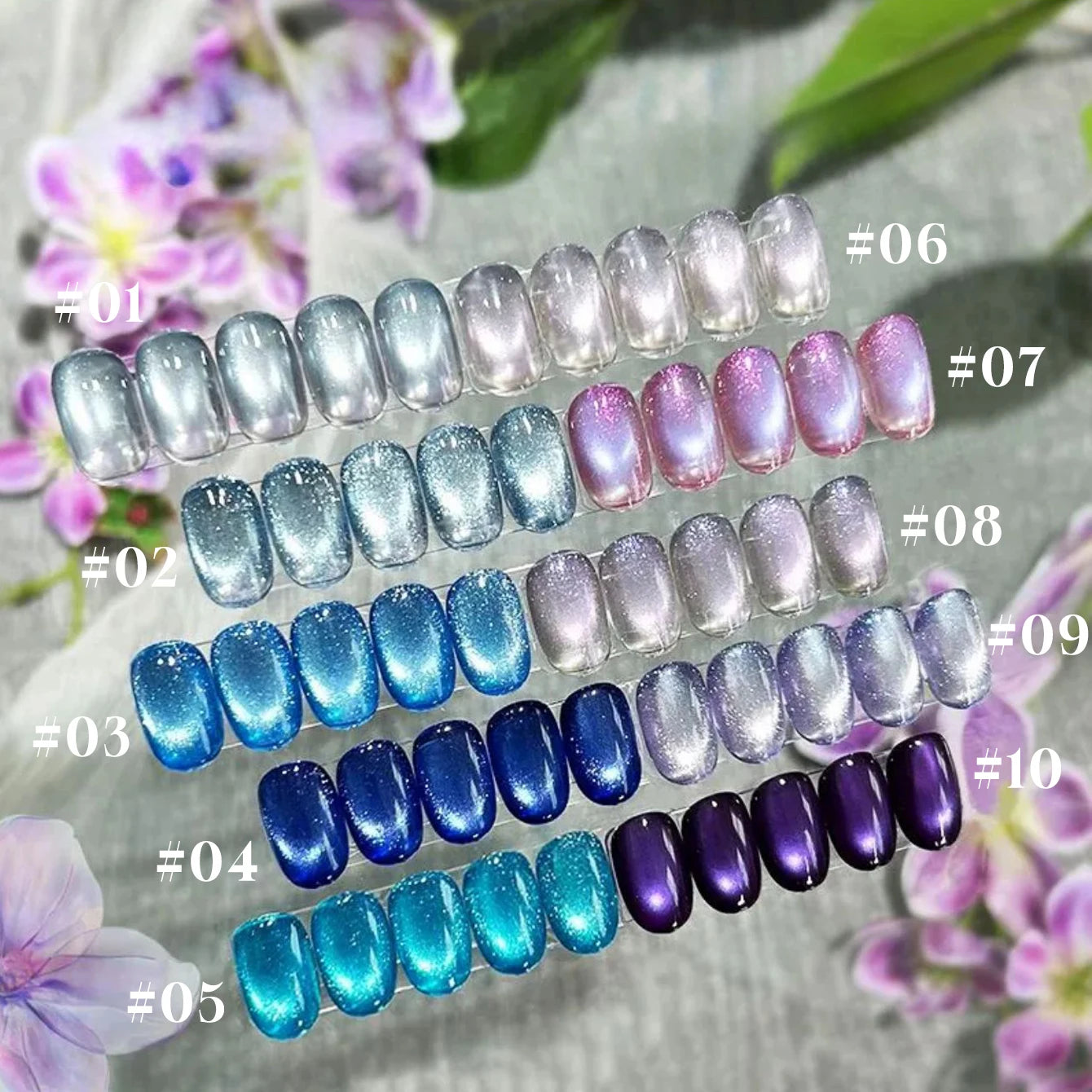12ML 1-6PCS Summer And Autumn Island Glass Bead Magnet Cat Eye Gel Nail Polish Blue Nails Nail Art Nail Supplies