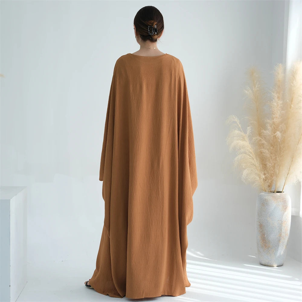 Ramadan Eid Soft Crepe Khimar Batwing Abaya Dubai Islam Muslim Modest African Dresses For Women Kaftan Kebaya Robe Femme Musulma