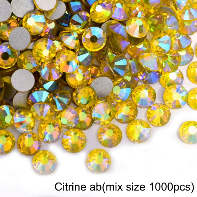 1440Pcs/Pack Flatback 3D Glass Swarovsky DIY Nails Rhinestones Art Decoration Shiny Crystal Stones Gems Manicure