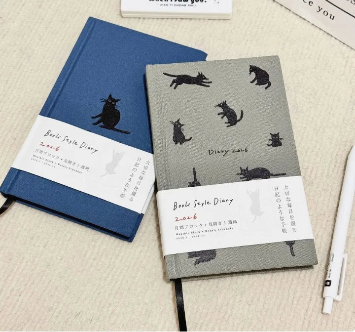 2026 Japanese Weekly Planner with Kitten & Puppy Design, Cute B6 Notebook for Journaling, Aesthetic Diary for School Office Gift