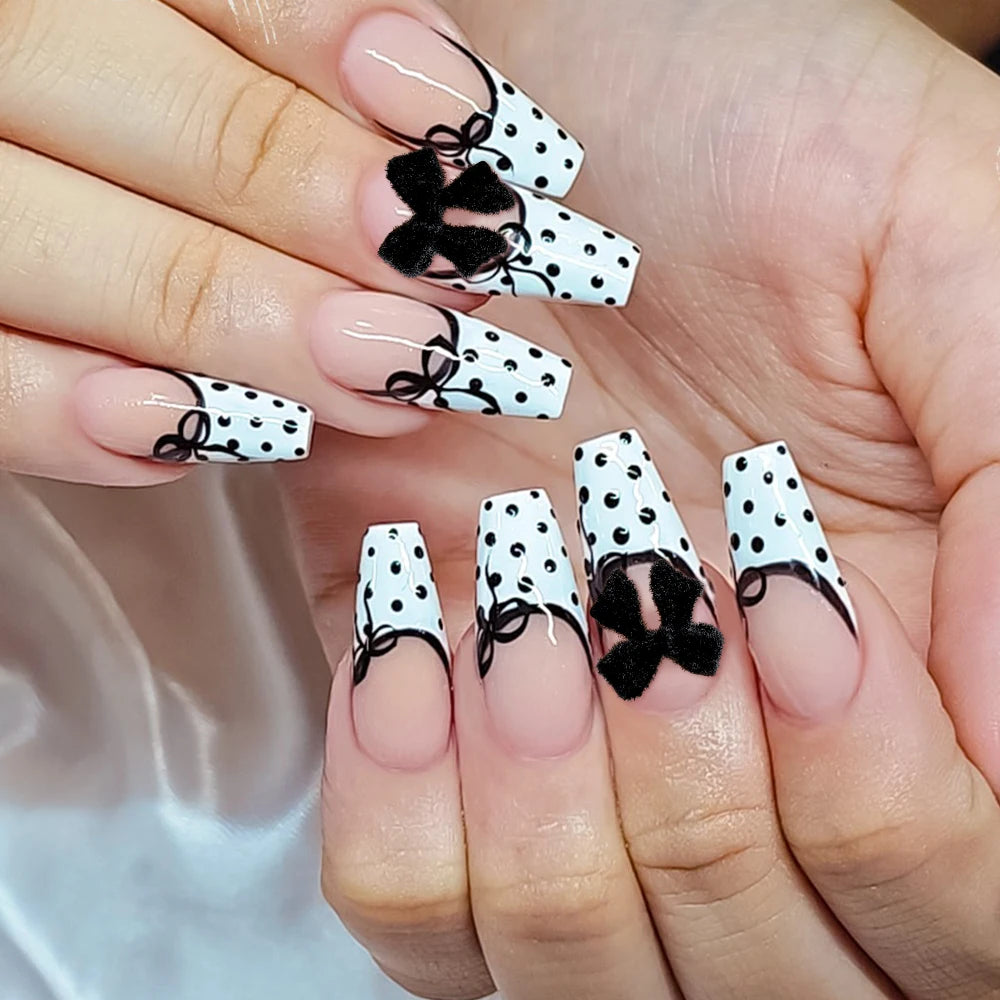 24Pcs Retro Flower Long Coffin French Fake Nails Caviar Bead Floral Gold Hollow Design Press On Nail Tips Y2k Acrylic 2030