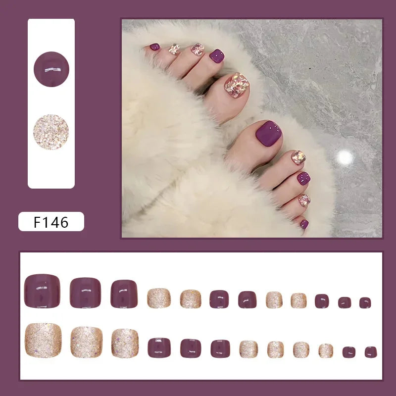 Simple French Press on Nails Fake Nails Tips with Sticker False Toenail Design Butterfly Lovely Girl False Toenail
