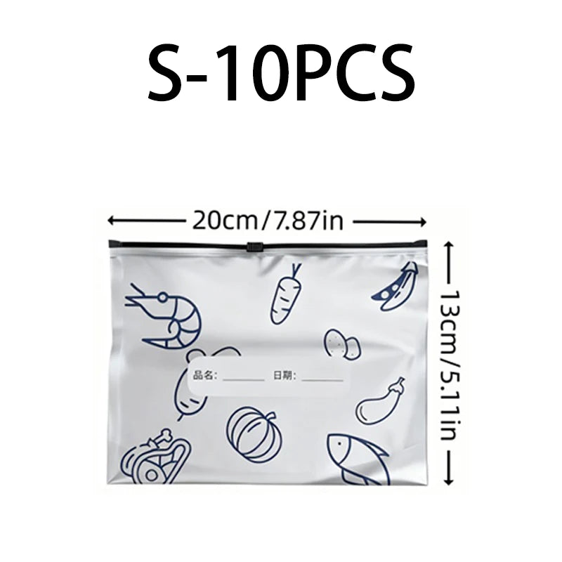 60pcs Aluminum Foil Food Sealable Storage Bags, Freezer Bags, Up Sealable Bags with Label And Zip Lock, Zip Seal Food Bags
