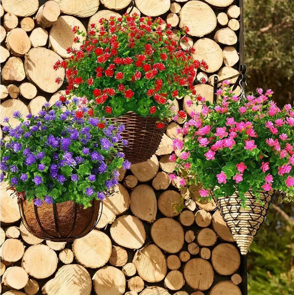 1 Bundle Artificial Flowers Outdoor UV Resistant Shrubs Plants Fake Flower Greenery for Office Kitchen Wedding Garden Decor