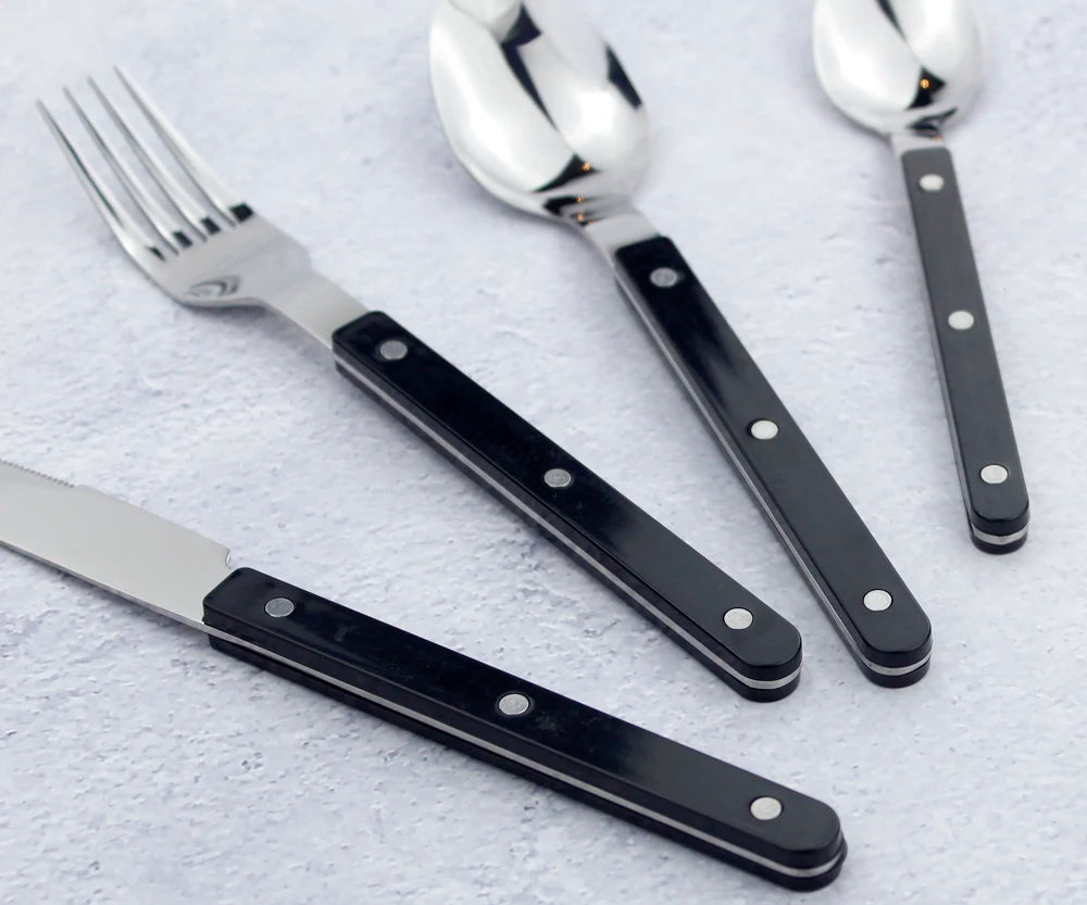 Fashionable Design Top Mirror Polishing Cutlery Sets Stainless Steel 18/8(304) ABS Handle With Rivets Silverware Set For Kitchen
