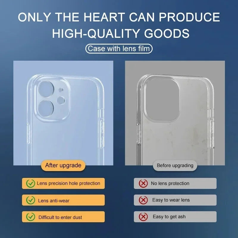 Clear Phone Case For iPhone 14 11 12 13 15 Pro Max Silicone Soft TPU Cover Case For iPhone 12 13 Mini 14 Plus 16 Plus Back Cover