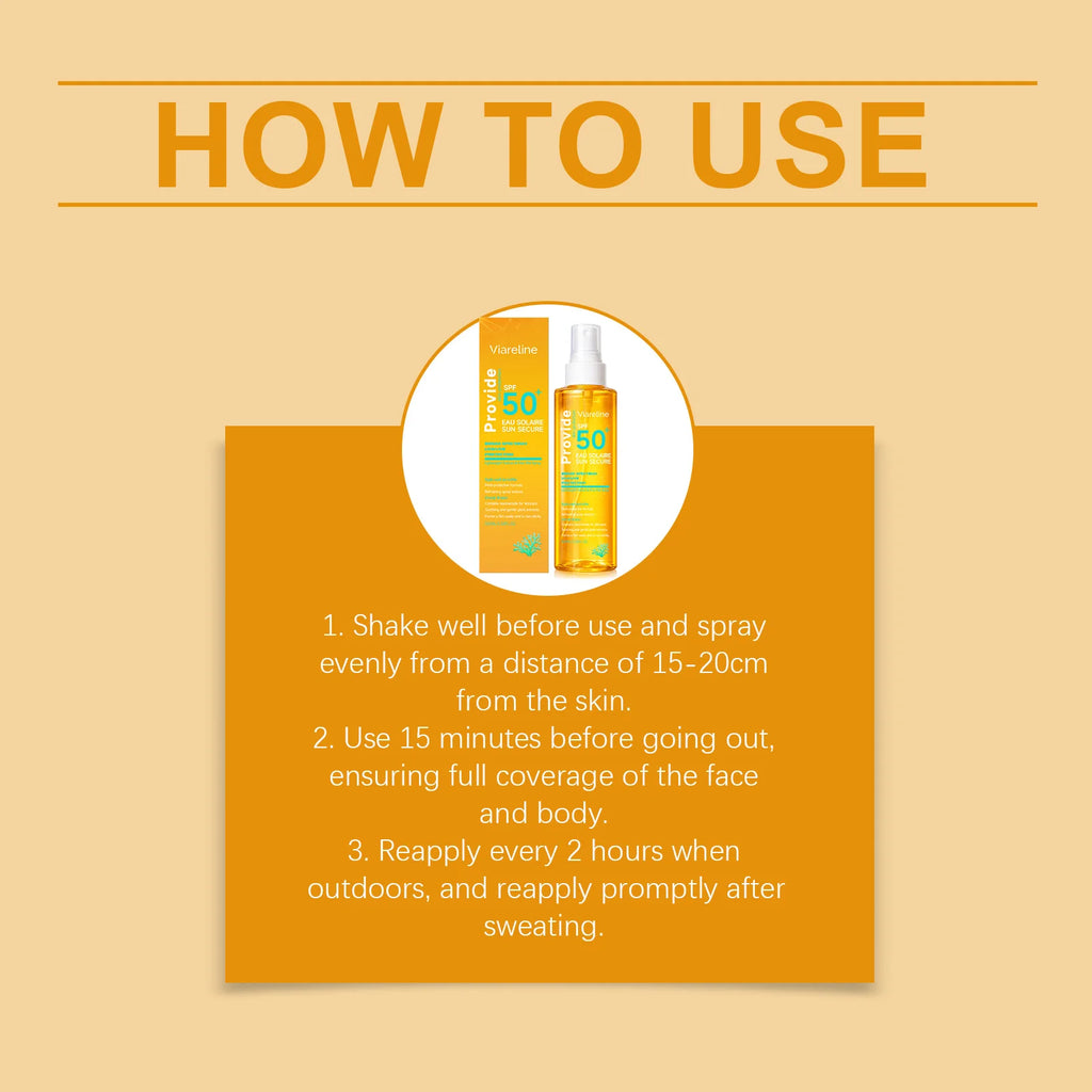 100ML Spf50 Sunscreen Spray Non-stciky Protect Skin Moisturizing Enhance Smoothness Refreshing Prevent Sunburn Sunscreen Spray