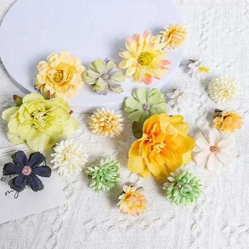 1Bag Artificial Flower Head For Home Room Wedding Decoration Handmade Craft Wreath Christmas Tree Decor 2025 Navidad Supplies