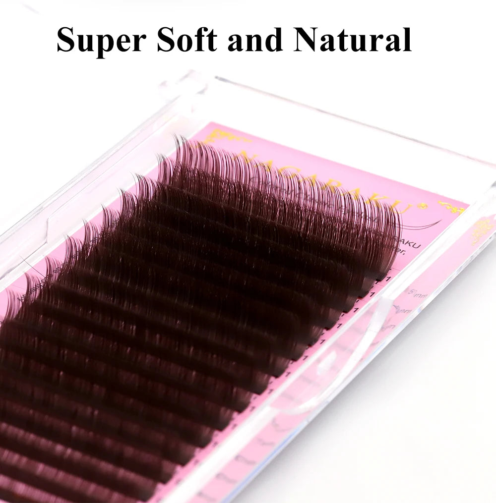 NAGARAKU Brown Eyelash Extension Maquillaje Makeup Individual Eyelashes High Quality Soft Natural Synthetic Mink 16 Lines