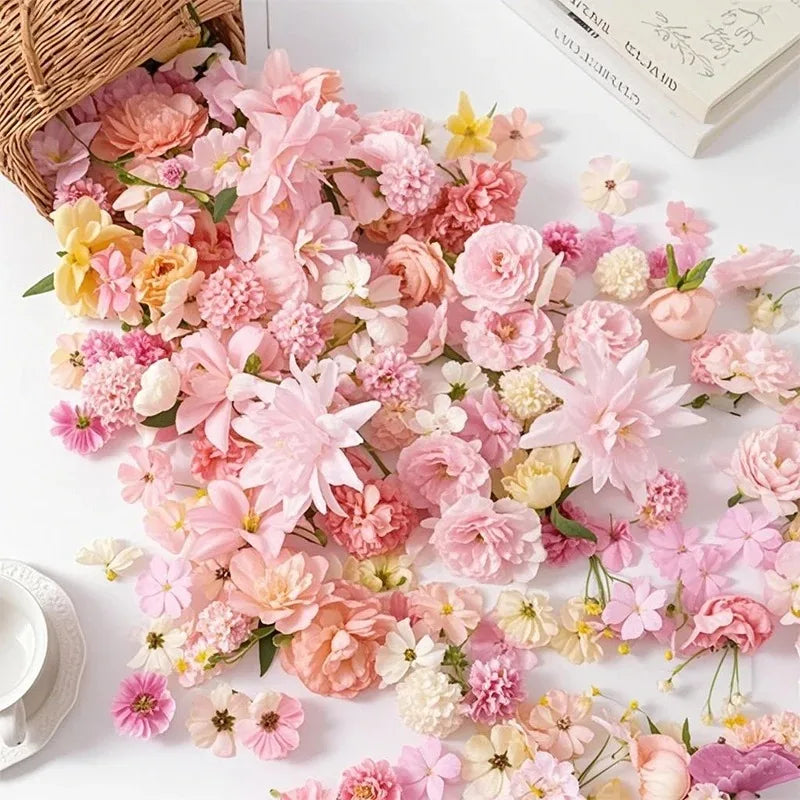 1Bag Artificial Flower Head For Home Room Wedding Decoration Handmade Craft Wreath Christmas Tree Decor 2025 Navidad Supplies