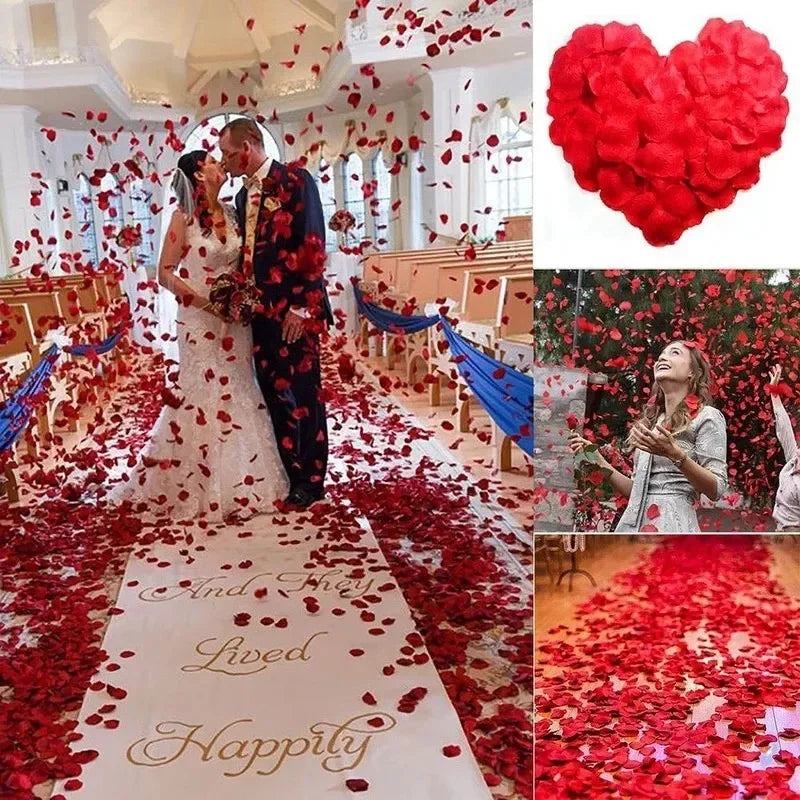 1000Pcs Top Colorful Artificial Fake Rose Petals Red White Gold Roses Petal Flowers Romantic Wedding Party Valentine Decor