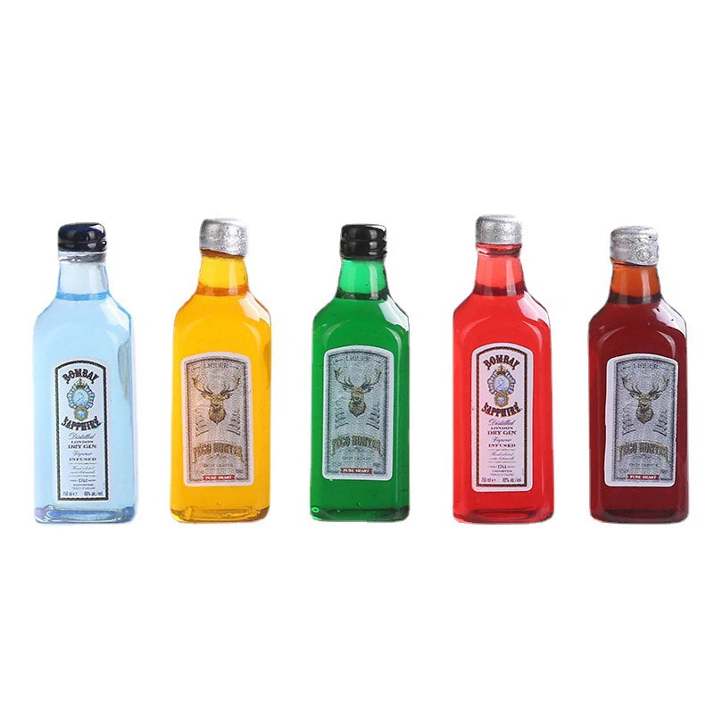 1 Set 1/12 Miniature Wine Bottles Dollhouse Kitchen Accessories - Mini Dolls House Living Room Accessories Beer Drink Bottles