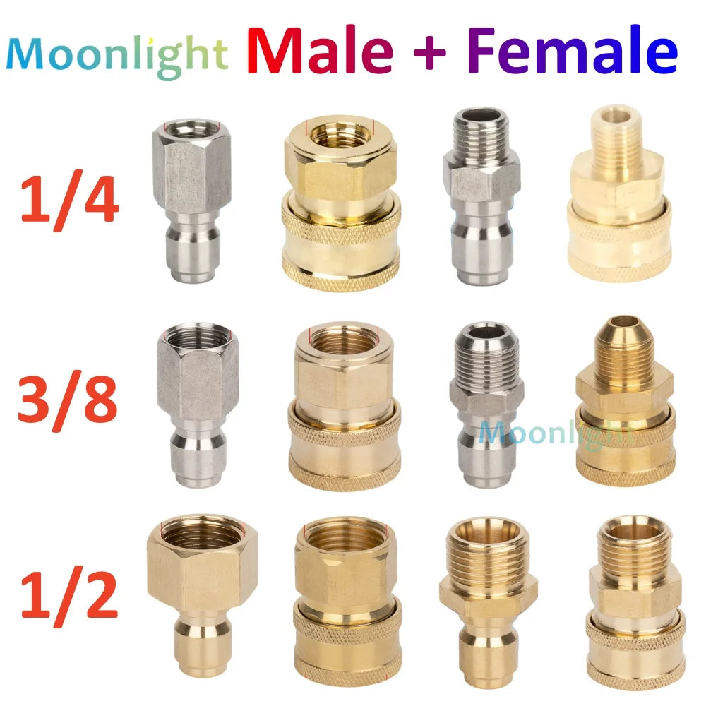 1/4" 3/8" 1/2" High Pressure Quick Connector Car Washer Adapter Water Gun Hydraulic Couplers Couplings for Garden Irrigation