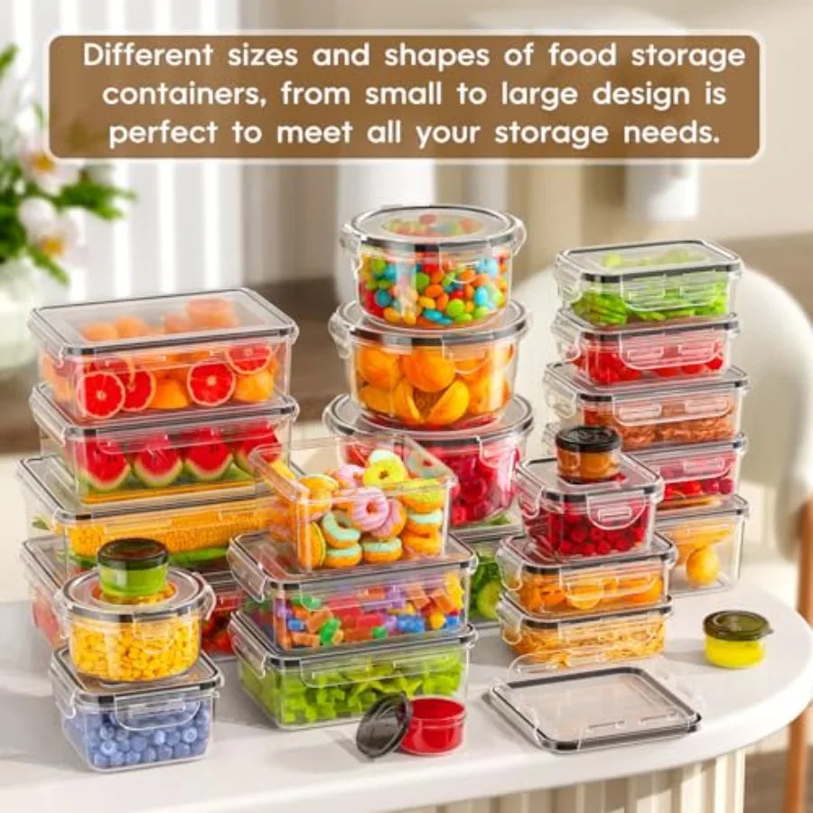 70 PCS Food Storage Containers with Lids Airtight Set Including 35 Containers and 35 Lids 100 Leak Proof Design Ideal for Meal