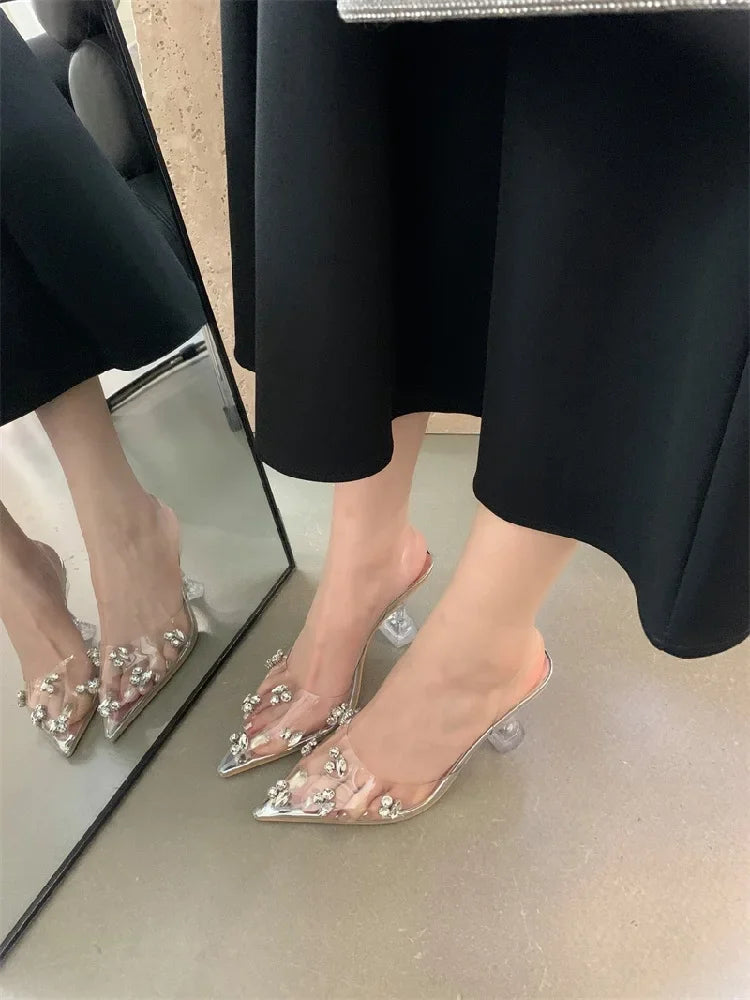 Eilyken CRYSTAL PVC Transparent Women Pumps Fashion Pointed Toe High Heels Party Mules Shoes Zapatillas De Mujer