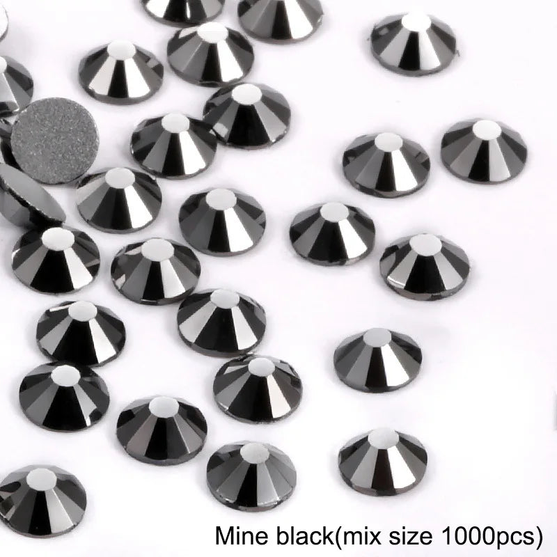 1440Pcs/Pack Flatback 3D Glass Swarovsky DIY Nails Rhinestones Art Decoration Shiny Crystal Stones Gems Manicure