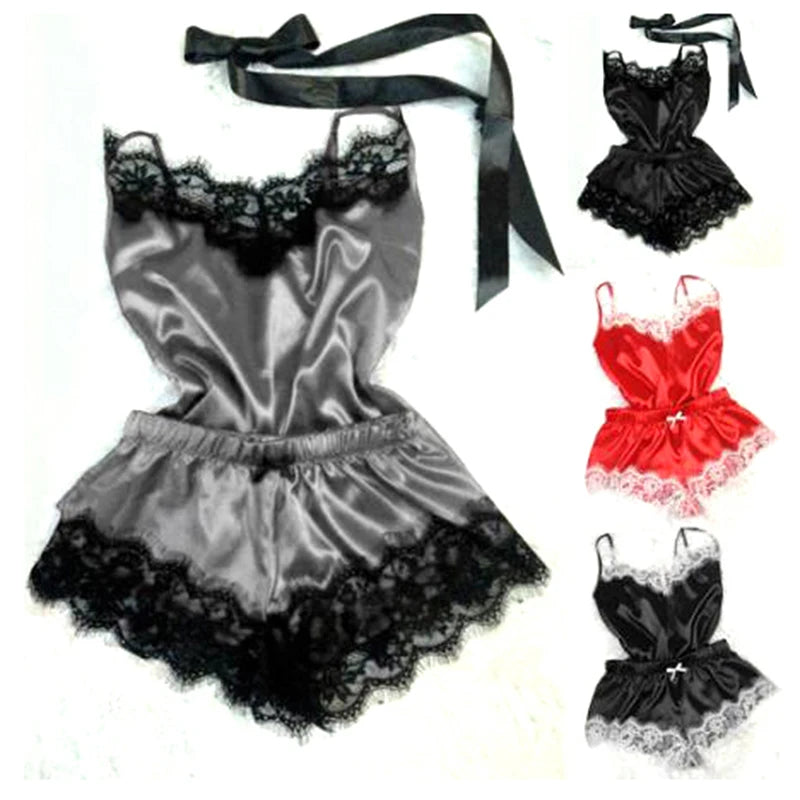 Ladies Spring And Summer Ice Silk Thin Halter Home Service Satin Night Dresses Sexy Pajamas Women's Silk Suspender Nightdress