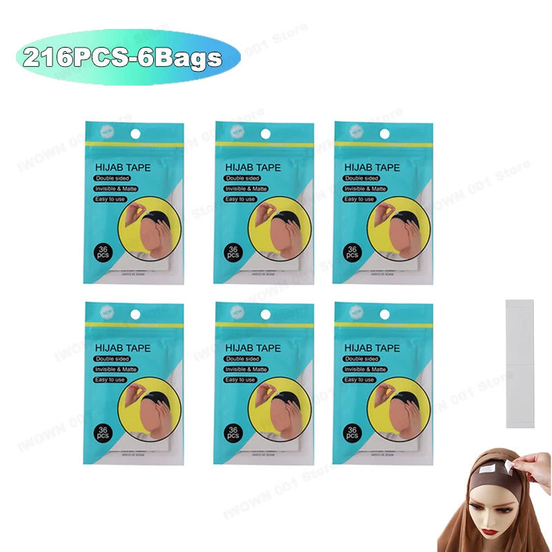 36pcs/set Hijab Tape Muslim Women Hijab Accessory Non-slip Undercap Scarf Double Sided Transparent Removeable Tape Easy to Use