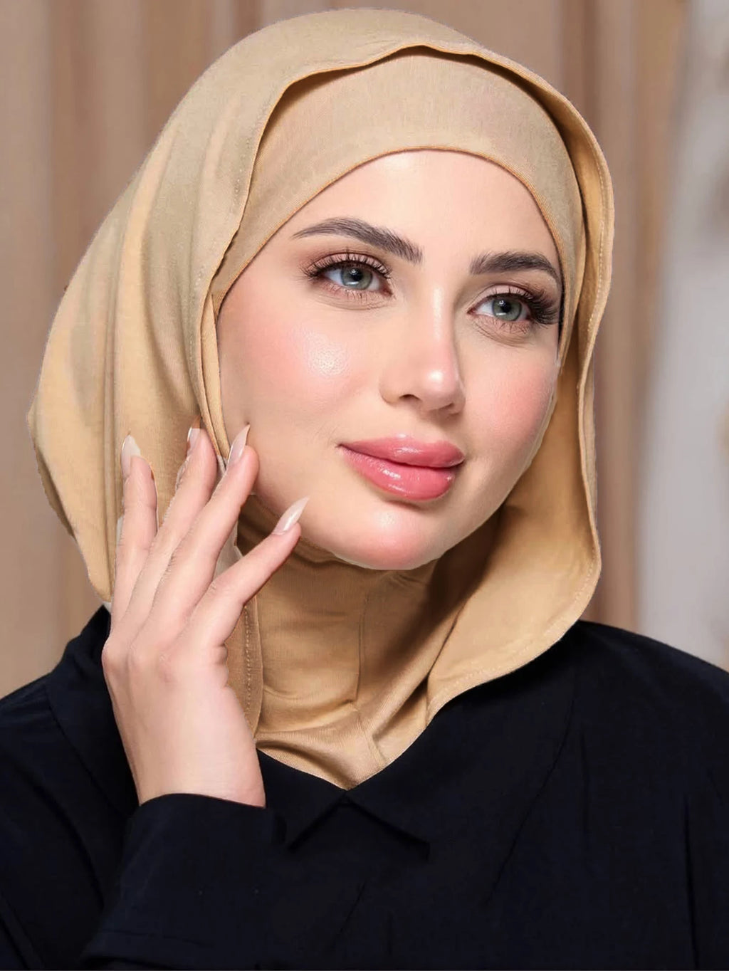 Gym Sport Hooded Hijab Jersey Instant Sport Undercap Soft Stretch Instant Hijab for Muslim Women Easy Wear Sports Turban