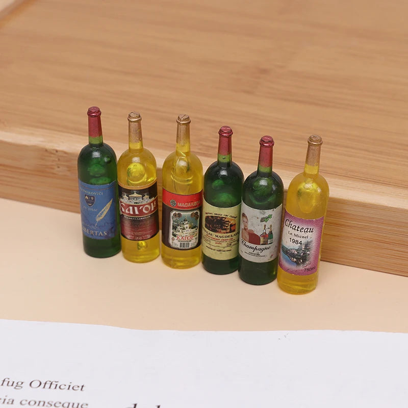 1 Set 1/12 Miniature Wine Bottles Dollhouse Kitchen Accessories - Mini Dolls House Living Room Accessories Beer Drink Bottles