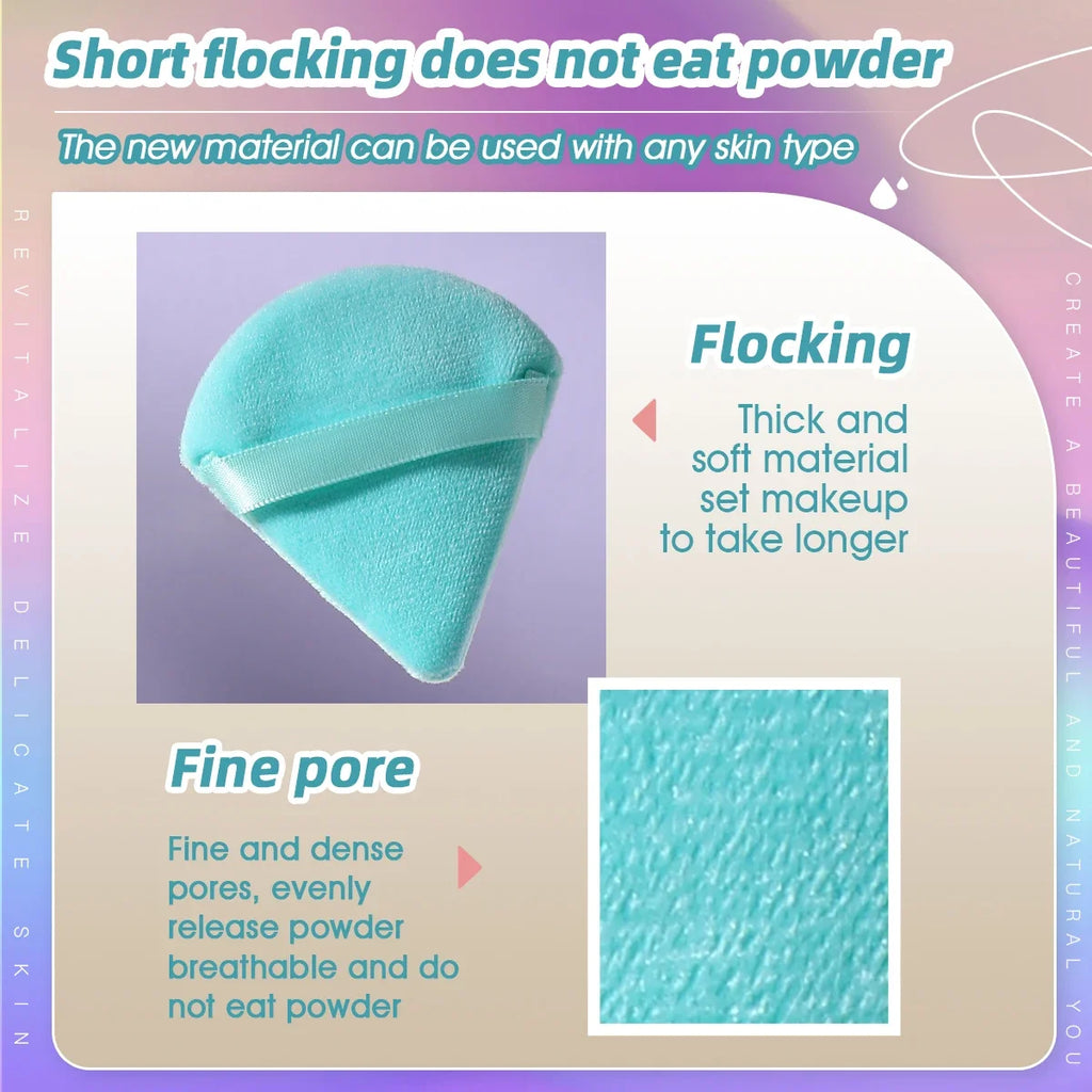 10/20Pcs Triangle Velvet Powder Puff Pizza Flours Mini Face Makeup Sponge Cosmetics Washable Lightweight Makeup Tool