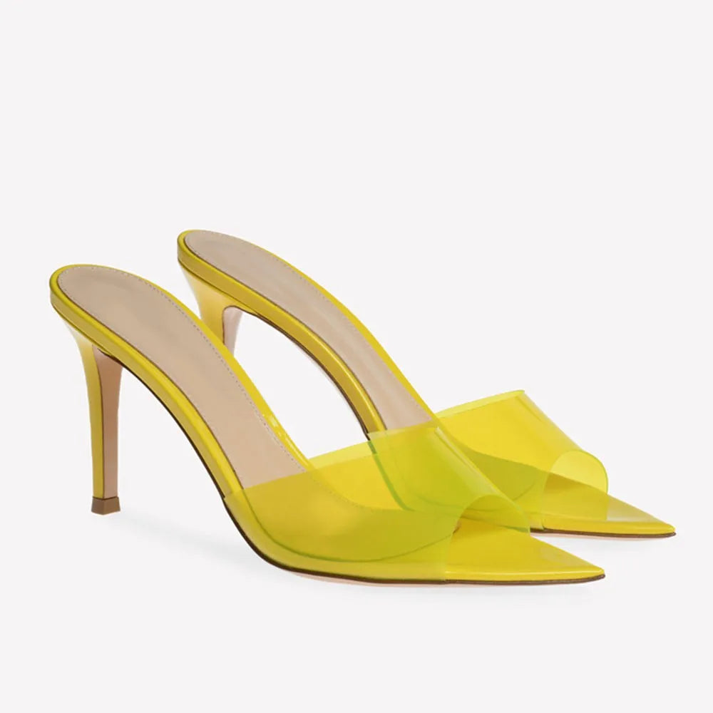2026 Peep Toe Sexy Summer Women's Mules Pump Sandals Elegant Chic Super Thin High Heels Office Lady Party Shoes Slipper Sandals