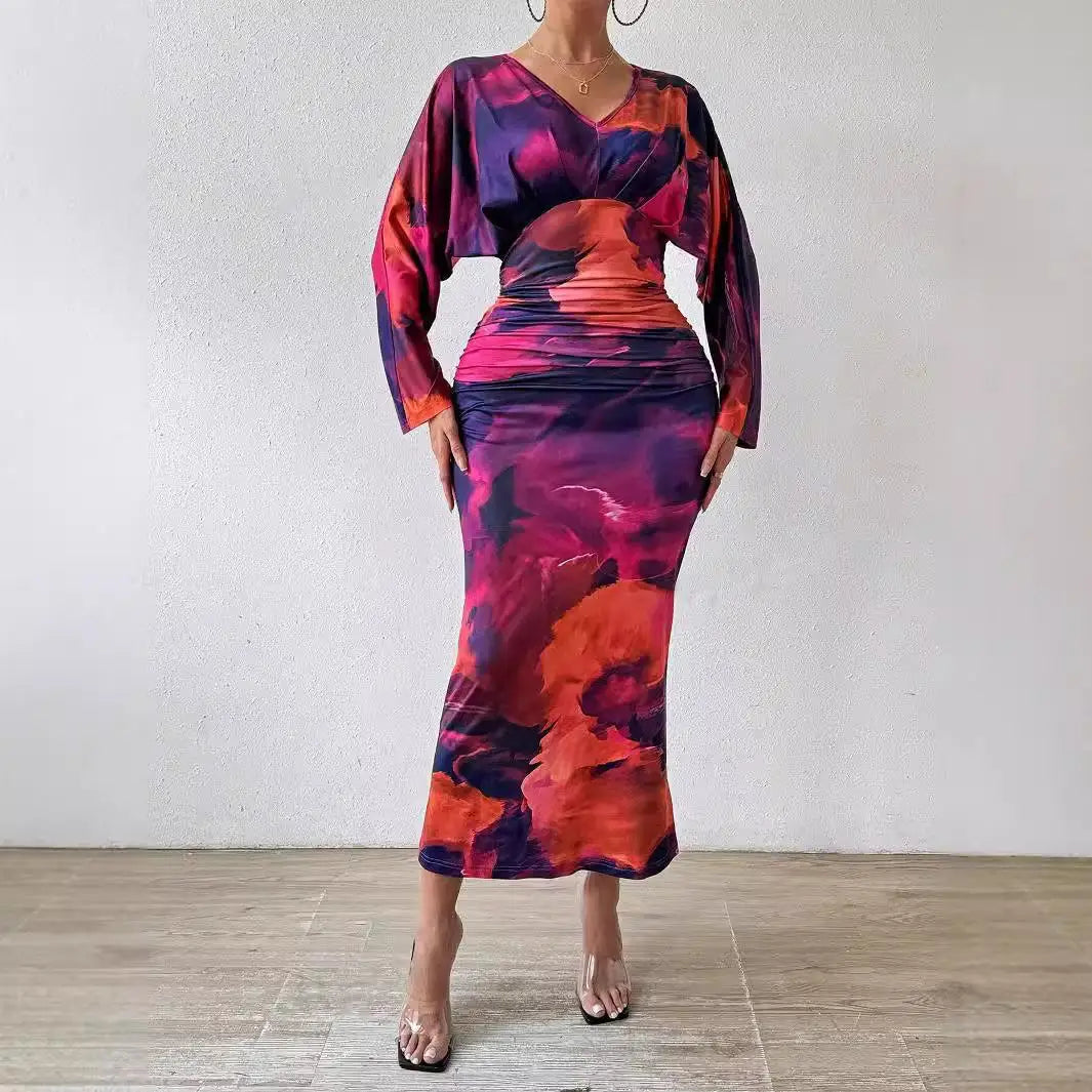 Women's Long Sleeve Dress European Style Batwing Sleeve Other Fabric Ladies Fashion Citywalk Dress Winter Collection