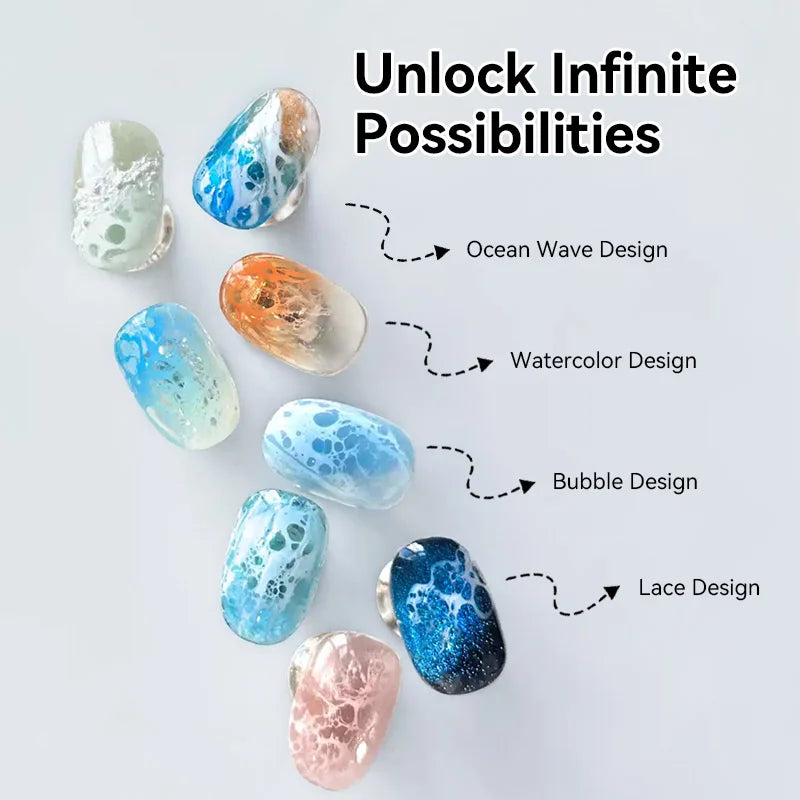 BORN PRETTY 10ml  Ocean Wave Watercolor Liquid Gel Polish White Blossoming 3 Seconds Spread Stroke Wave Bubble Nail Art Design