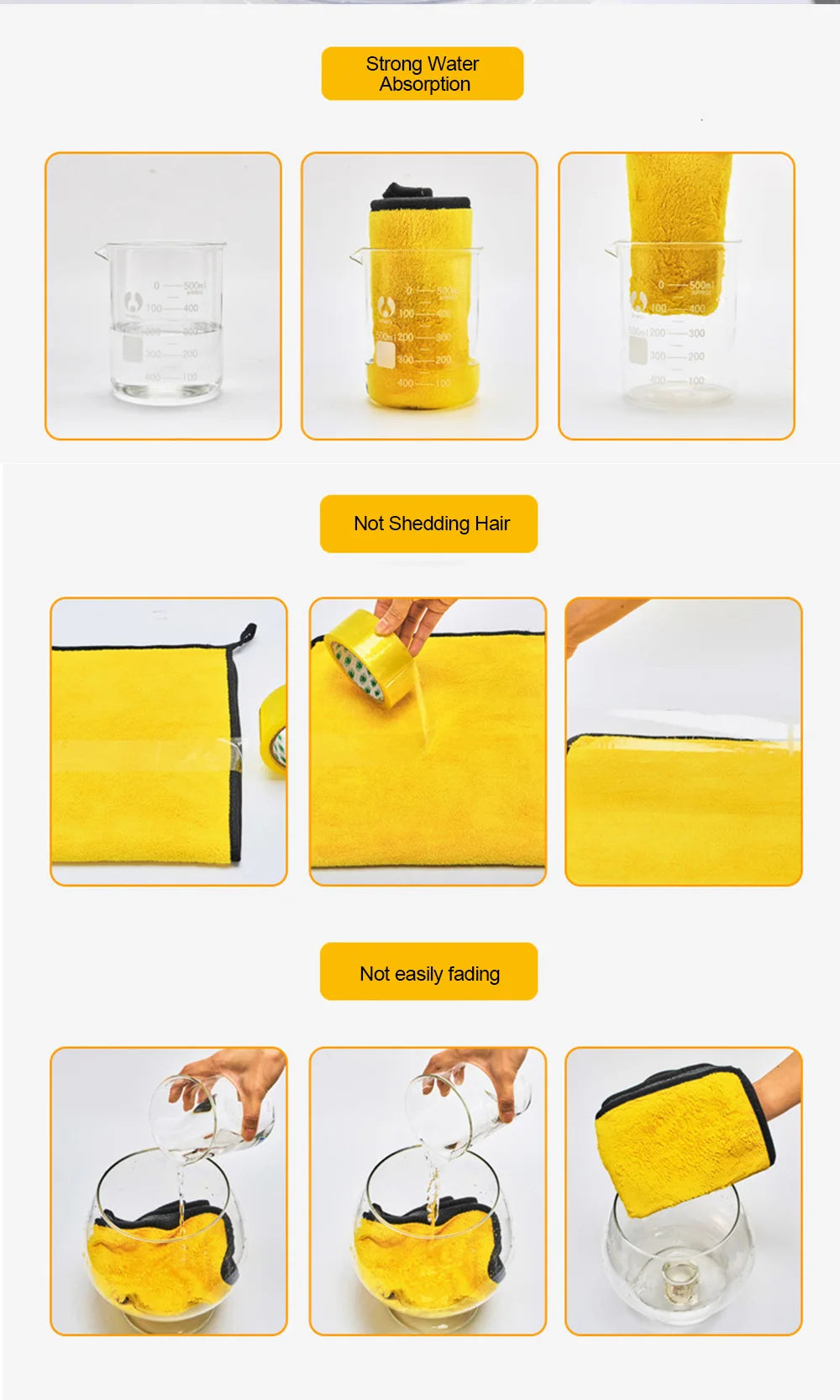 SEAMETAL 3/5/10Pcs Car Wash Microfiber Towel 30x30/60CM Car Cleaning Drying Cloth Hemming Car Care Cloth Car Wash Accessories